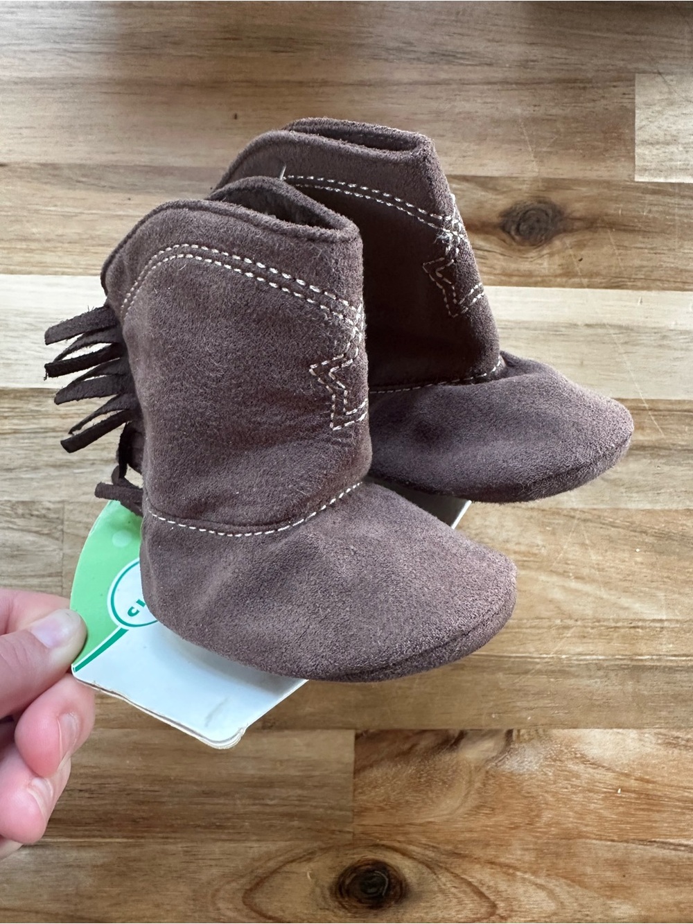 Cherokee Brown Suede Fringe Baby Booties